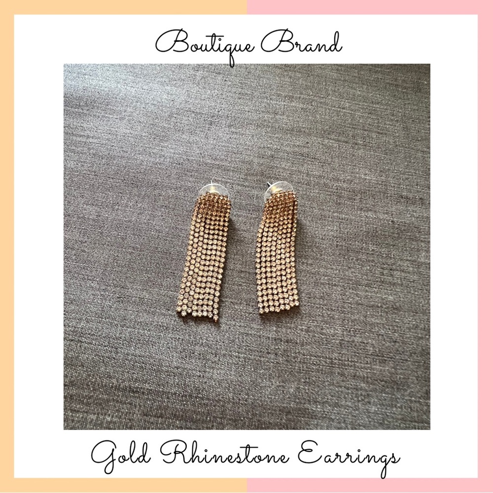 Gold Rhinestone Drop Earrings